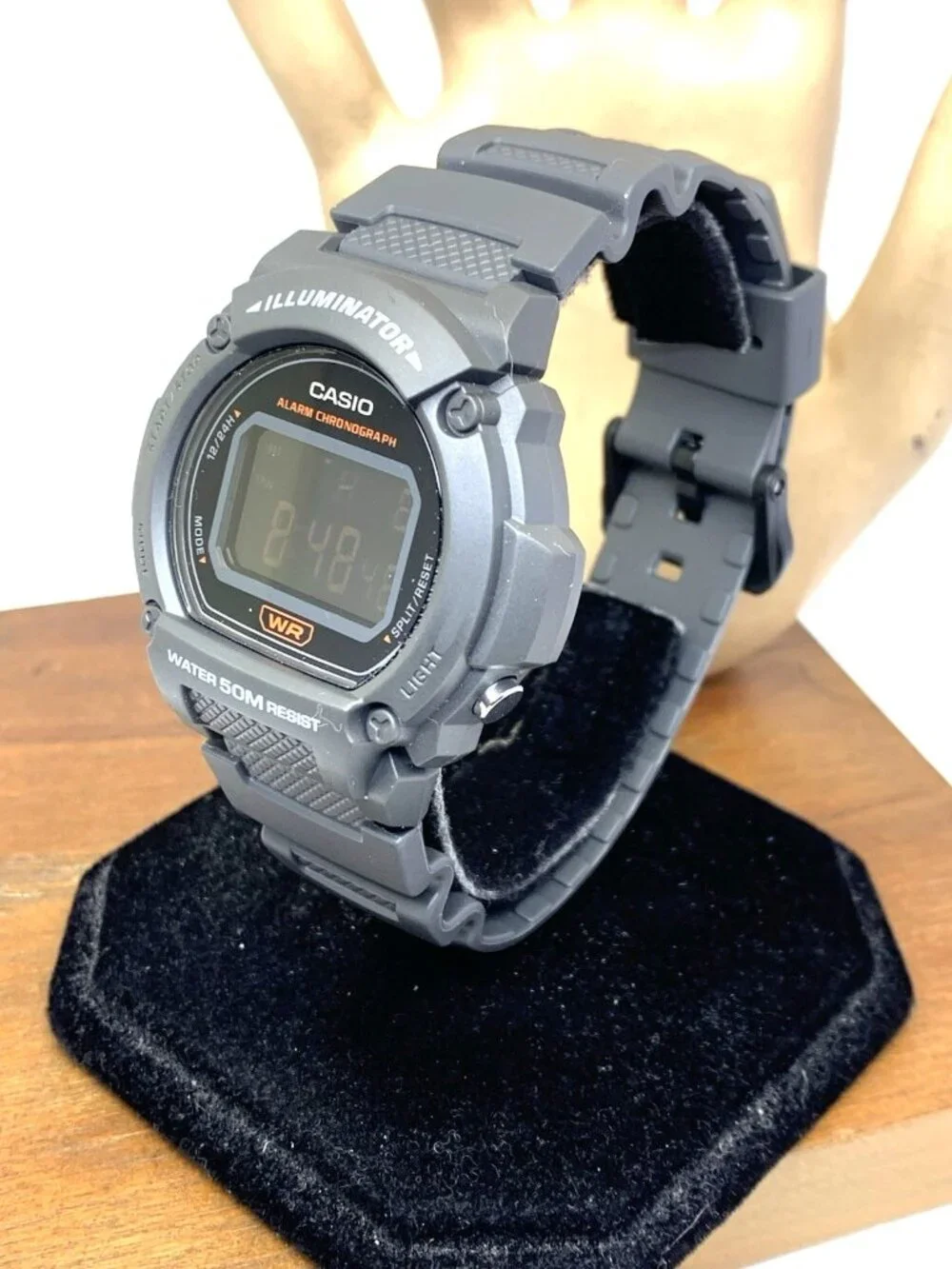 Casio Men's Watch W219H Illuminator Quartz Digital 42mm Gray Resin Sport 3224